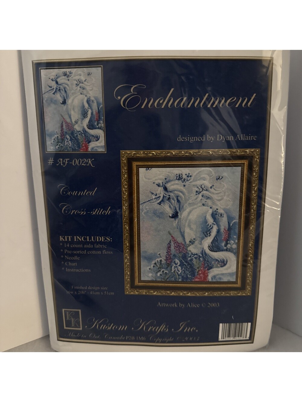 Kustom Krafts Unicorn & Floral “Enchantment” Counted Cross Stitch Kit New 16x20